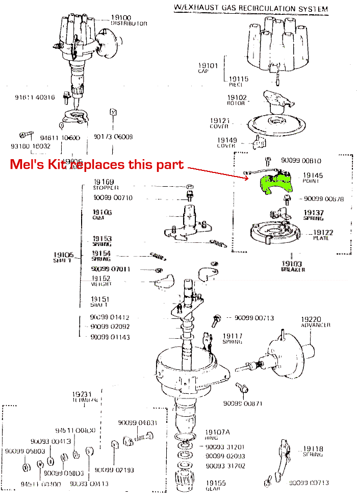 Mels Electronic Ignition Conversion Kit for 1F and 2F Distributors