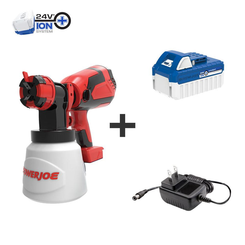 Sun Joe 24V-PS1 24-Volt Amp Cordless HVLP Handheld Paint Sprayer, Kit 4.0ah Batt