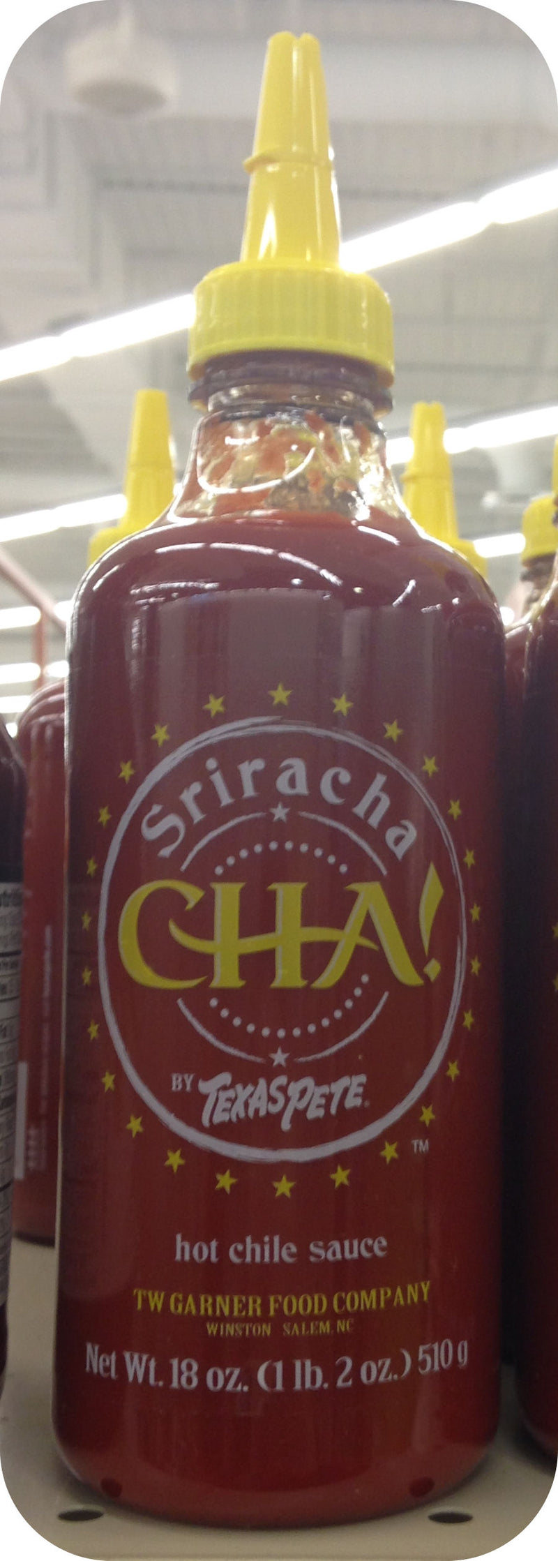 Texas Pete Sriracha CHA! Hot Sauce Pepper Hot Dogs Hamburgers Soup Eggs